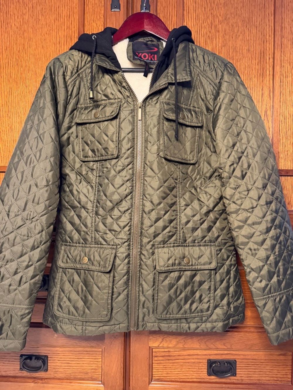 Yoki Quilted Hooded Utility Jacket Full-Zip Faux Fur Lining Gorpcore Military